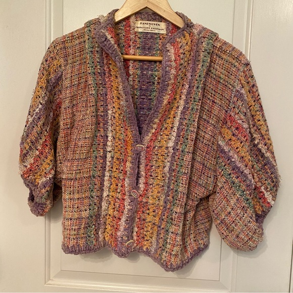 Nancy Lee Kaufman Sweaters - NANCY LEE KAUFMAN HANDMADE CARDIGAN SWEATER JACKET BUTTON OOAK MULTICOLOR S fit
